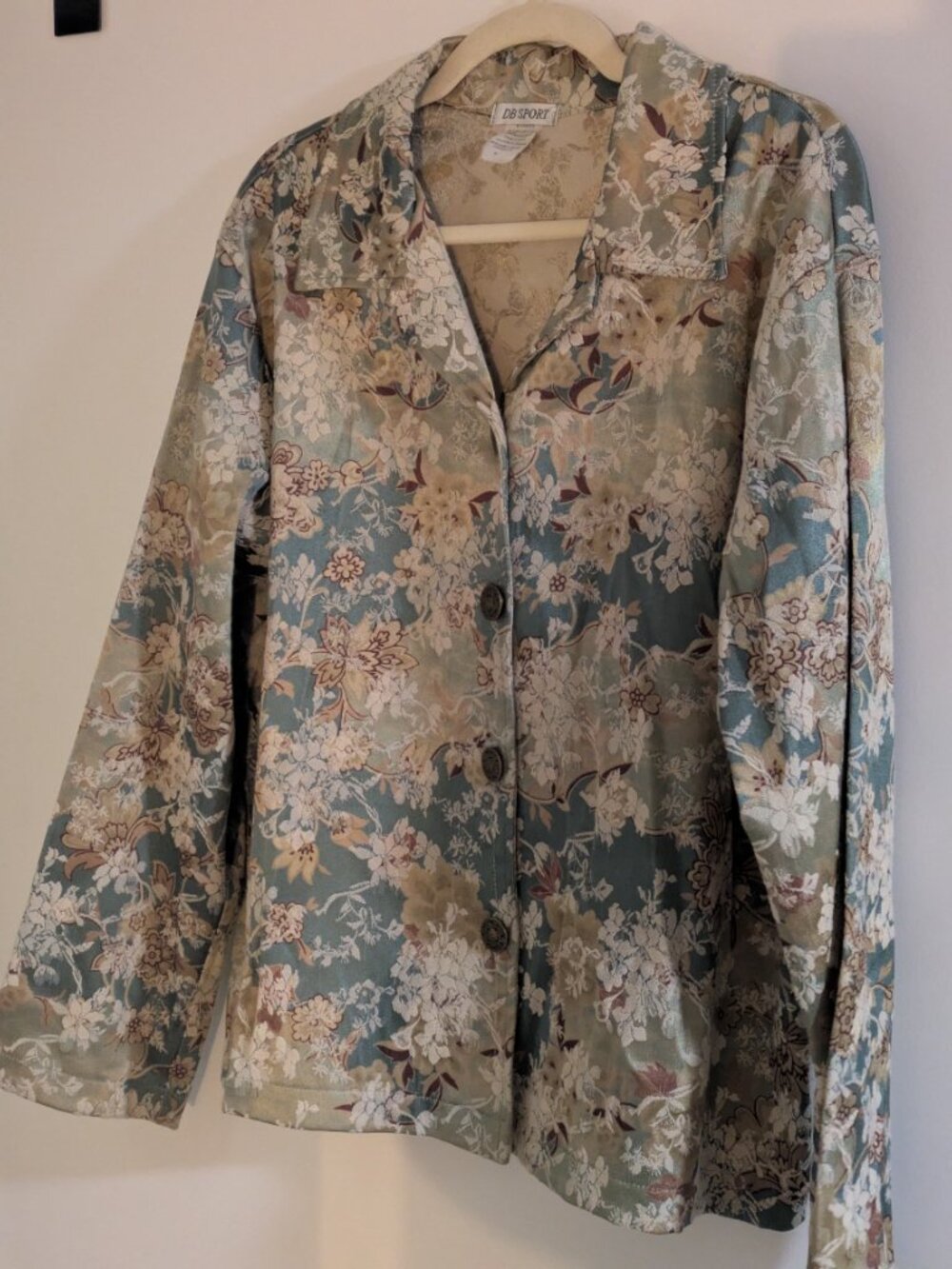 Vintage DB Sport Floral Tapestry Jacket Women's Button Front Boho 90s